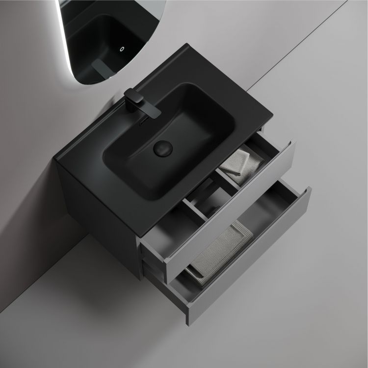 Тумба подвесная SANCOS Folk 690х445х500, c двумя ящиками оснащенными доводчиками, Grey soft,FL70GS