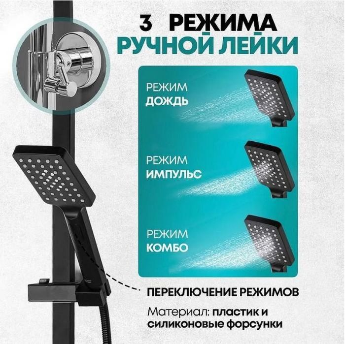 Душевая система Grocenberg GB7008BL Черная матовая