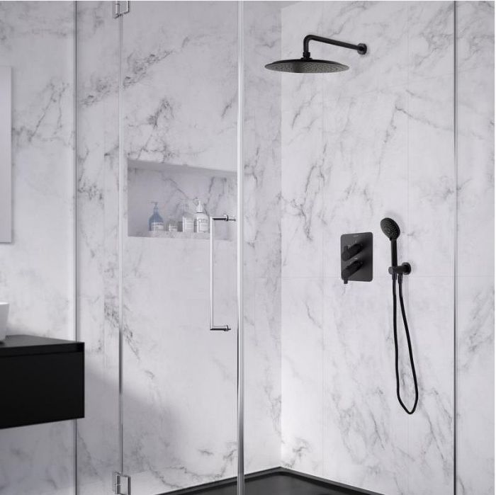Душевая система Ramonsoler Blautherm 948712RP240NM с термостатом Черная матовая