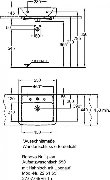 Раковина Keramag Renova Nr.1 Plan, 225155000