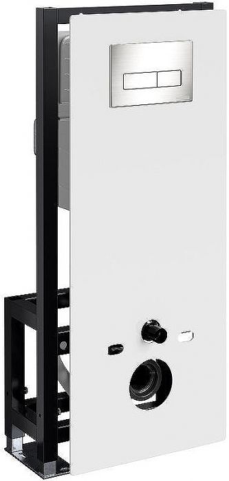 Инсталляция WasserKRAFT Glan 66TLT.010.ME.WH.BN03 для унитаза Белое стекло с клавишей смыва Никель