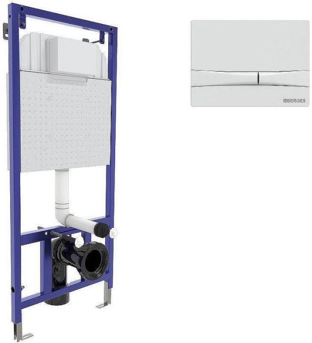 Инсталляция Berges Novum 525 040254 для унитаза с Белой Soft Touch клавишей смыва