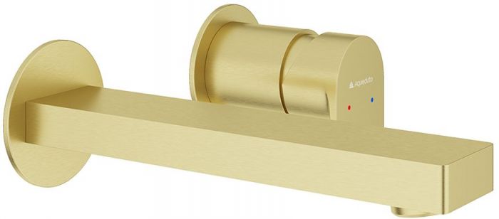 Смеситель для раковины настенного монтажа со скрытой частью AQUEDUTO GEOMETRICO,  шлифованное золото (GEO0450)