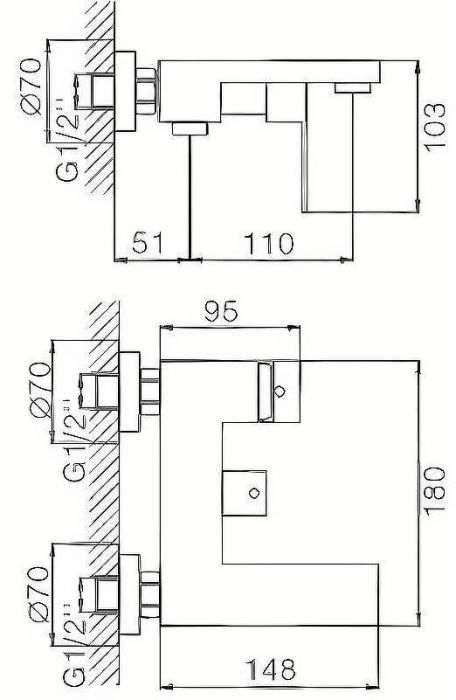 Смеситель для ванны Haiba HB60803-7 Черный матовый