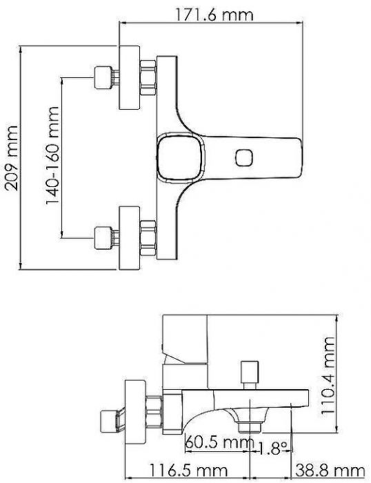 Смеситель для ванны WasserKRAFT Naab 8601 Хром