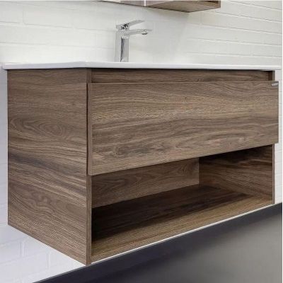 Тумба с раковиной Comforty Бордо 90 00-00019288 подвесная Дуб темно-коричневый