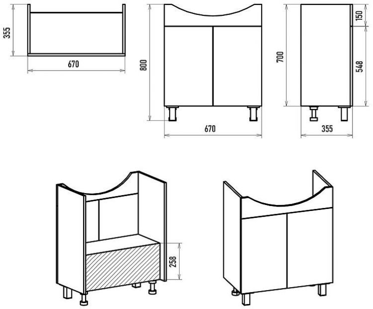 Тумба с раковиной Misty Изео 70 УТ000015762 Белая