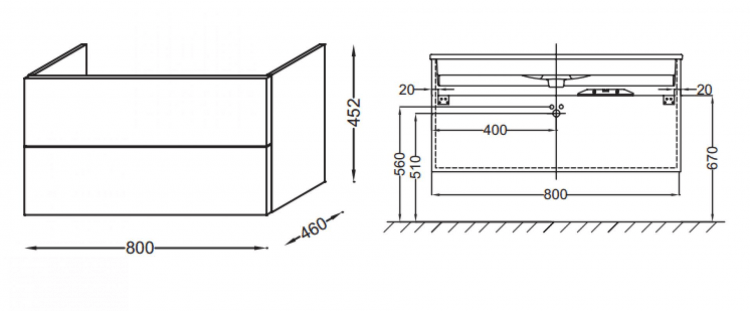 Тумба под раковину 80 см Jacob Delafon Vox EB2078-R4-E15 чёрное дерево