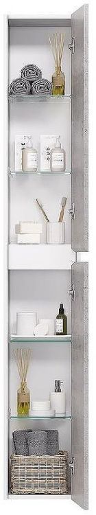 Шкаф пенал Dreja Slim 30 99.0505 Бетон Белый глянец Шкаф пенал Dreja Slim 30 99.0505 Бетон Белый глянец