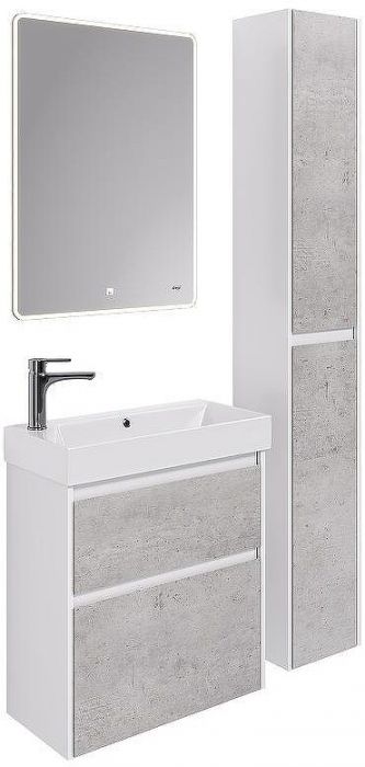 Шкаф пенал Dreja Slim 30 99.0505 Бетон Белый глянец