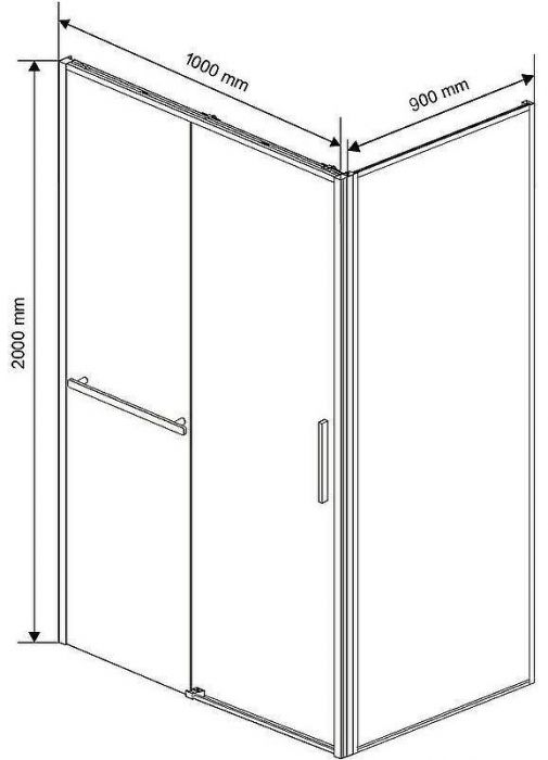 Душевой уголок Vincea Slim Soft 100x90 VSR-1SS9010CLB профиль Черный стекло прозрачное