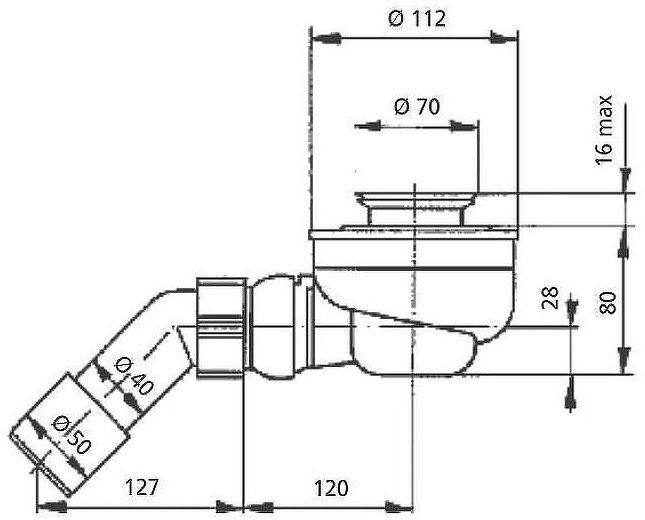 Сифон для душевого поддона Sanit 821/50 F 34.036.00..0000 без декоративной накладки