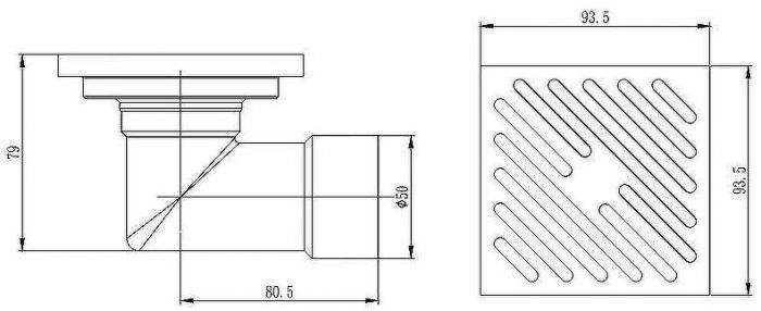 Душевой трап Raglo 100x100 R606.10.06 с Черной матовой решеткой