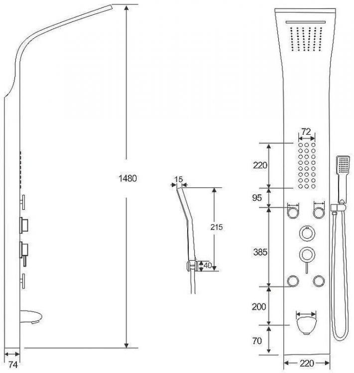 Душевая панель Ceruttispa Victoria BR CT9980 с гидромассажем Нержавеющая сталь