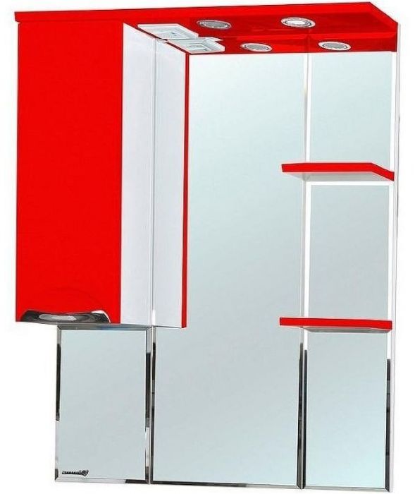 Зеркало со шкафом Bellezza Альфа 75 L 4618812002035 с подсветкой Белое Красное