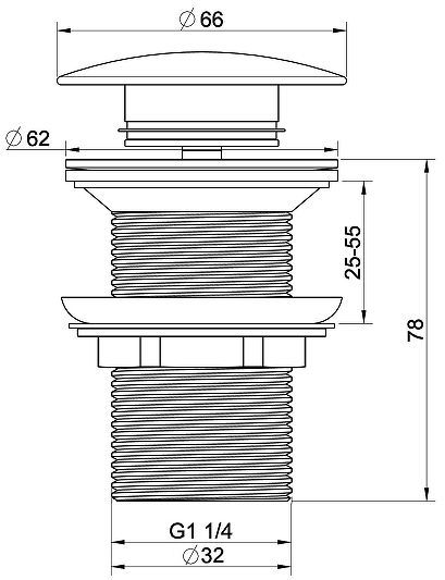 Донный клапан Wonzon & Woghand WW-88SS02-BGM click-clack цвет Темный графит Донный клапан Wonzon & Woghand WW-88SS02-BGM click-clack цвет Темный графит