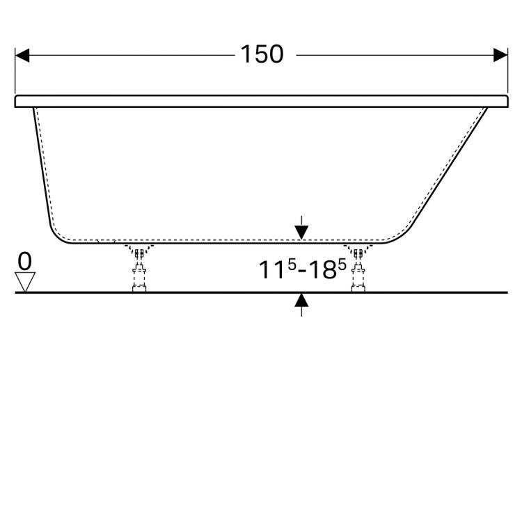 Акриловая ванна Geberit Renova Nr.1 150x100, левая, 657340000 Акриловая ванна Geberit Renova Nr.1 150x100, левая, 657340000