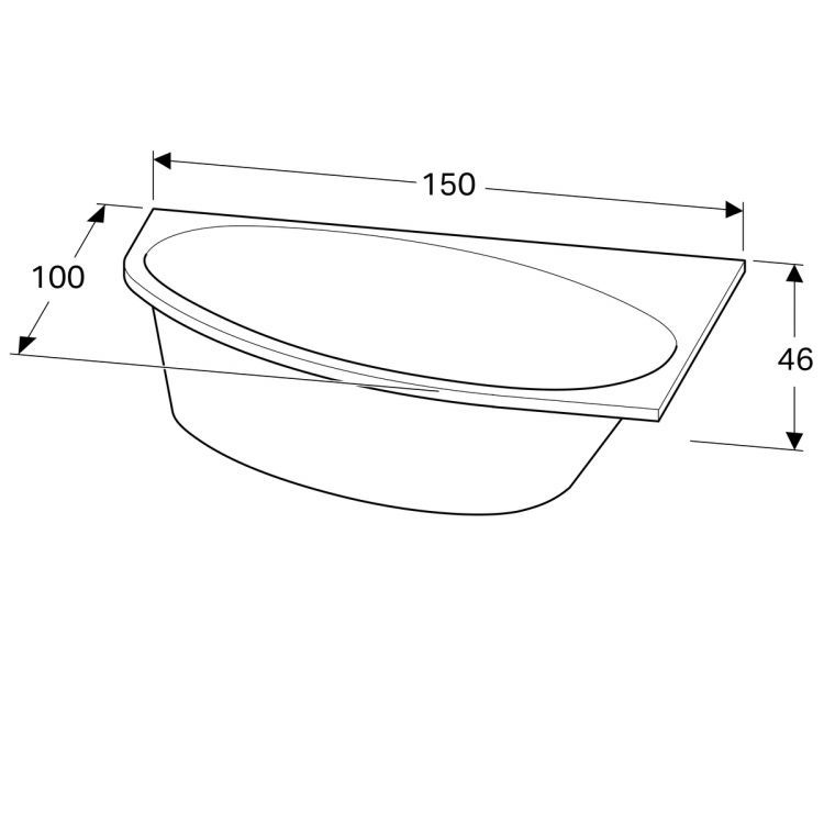 Акриловая ванна Geberit Renova Nr.1 150x100, левая, 657340000 Акриловая ванна Geberit Renova Nr.1 150x100, левая, 657340000