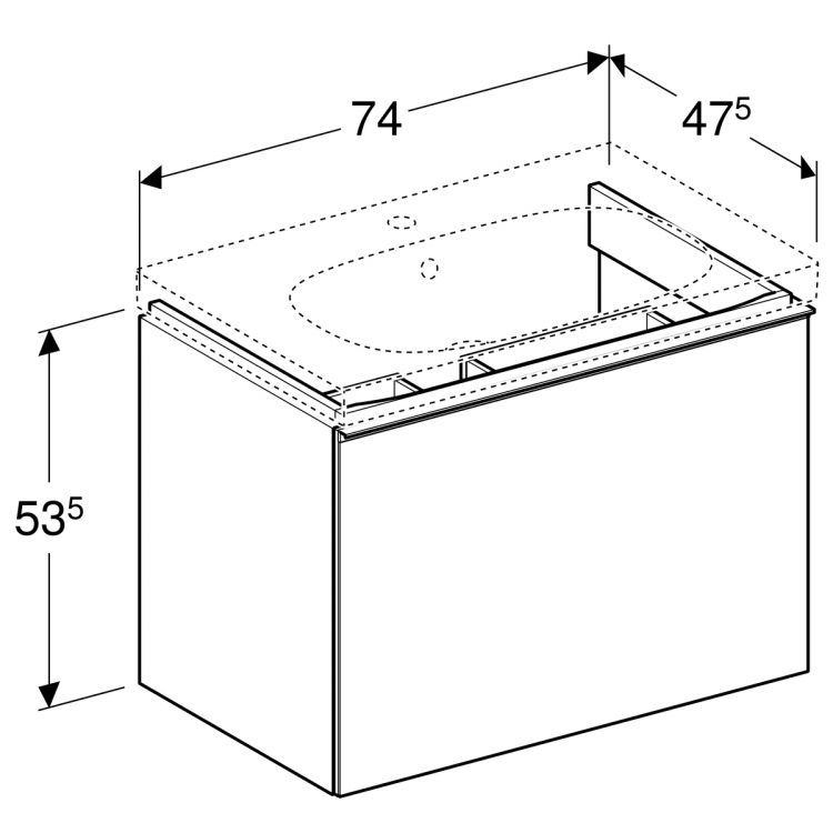 Тумба под раковину Geberit Acanto , 74x48, черный [500.611.16.1]