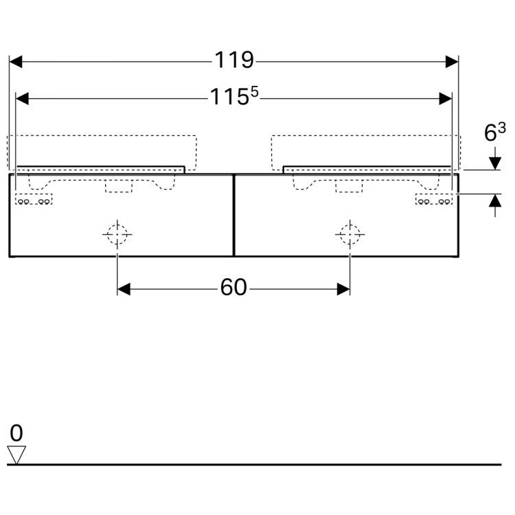 Тумба под раковину Geberit iCon, 119x48, белый глянец [840320000]