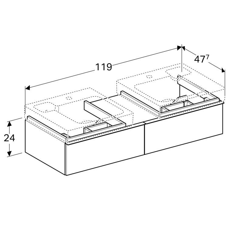 Тумба под раковину Geberit iCon, 119x48, белый глянец [840320000]