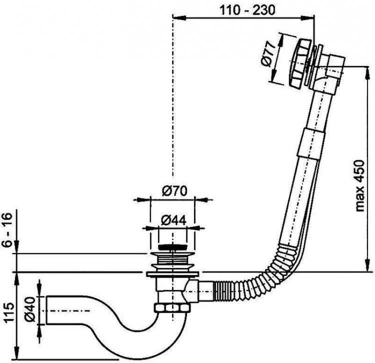 Слив-перелив Timo 8004/03 click-clack Черный Слив-перелив Timo 8004/03 click-clack Черный