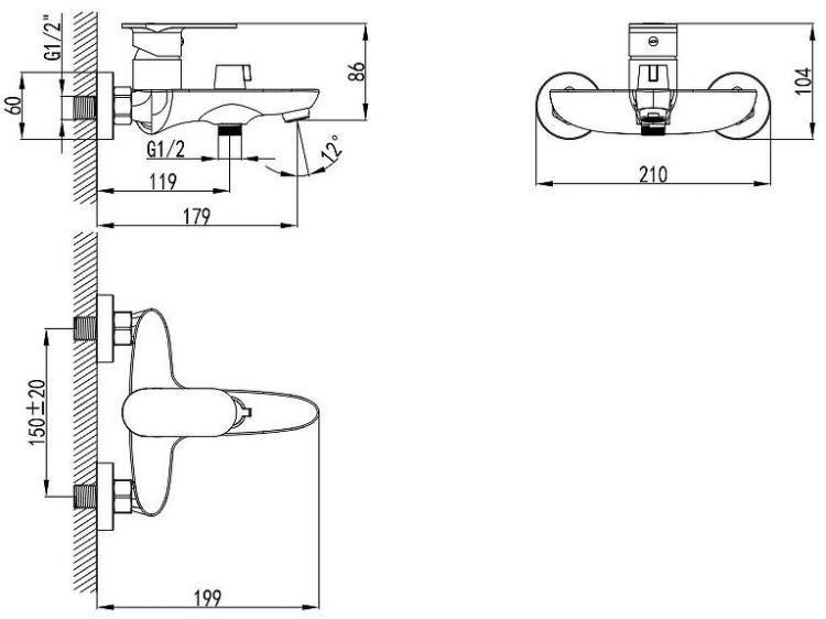 Смеситель для ванны AWP Narbus S0214C цвет Хром