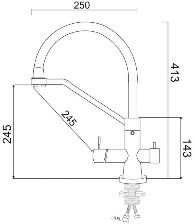 Смеситель для кухни Ростовская Мануфактура Сантехники SUS127G-016F-015 цвет Золото Черный Смеситель для кухни Ростовская Мануфактура Сантехники SUS127G-016F-015 цвет Золото Черный