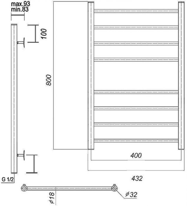 Водяной полотенцесушитель Domoterm Медея П8 400x800 Хром