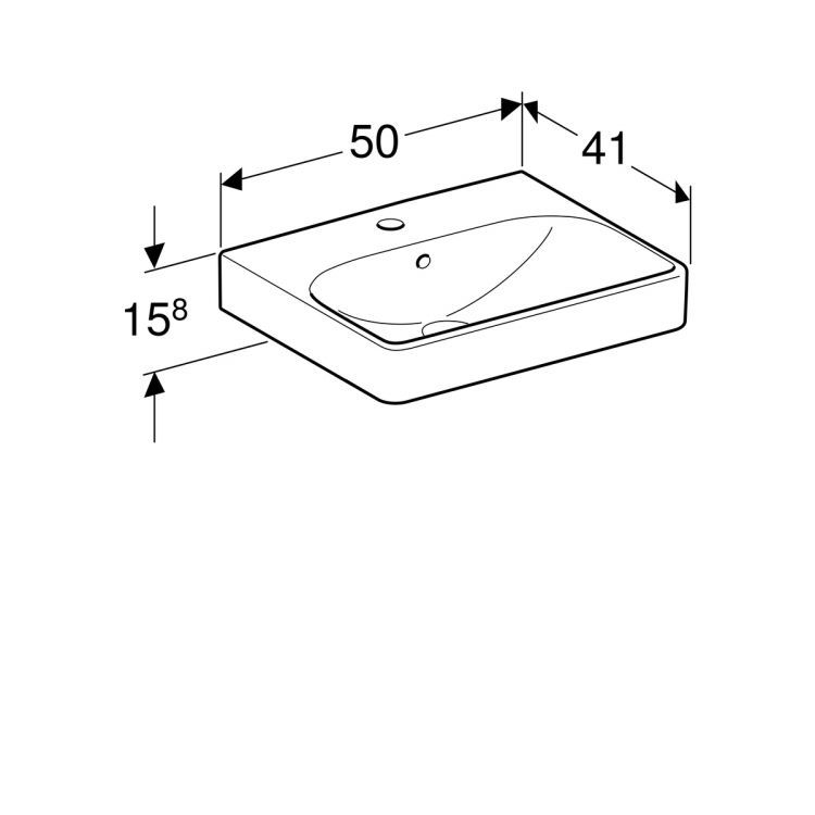 Раковина Geberit Smyle 50х41 см, с отв. под смеситель, с отв. перелива [500.256.01.1]