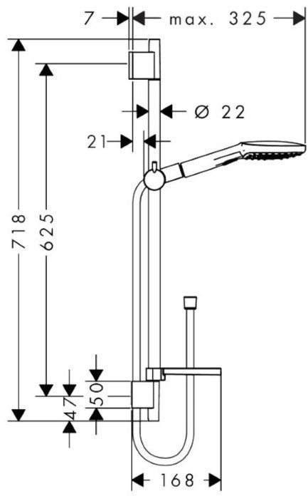 Hansgrohe Raindance Select E Душевой набор: штанга 65см, ручной душ 120, 3jet (Rain, RainAir, WhirlAir), мыльница, шланг, цвет: белый/хром