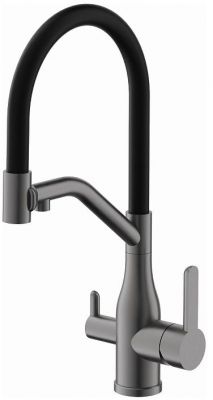 Смеситель для кухни Belz B78815-3 цвет Оружейная сталь Черный