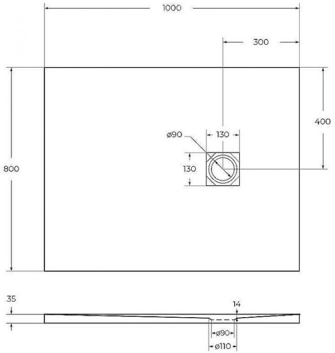 Душевой поддон из искусственного камня BelBagno Uno 100x80 TRAY-MR-UNO-AH-100/80-35-W Белый