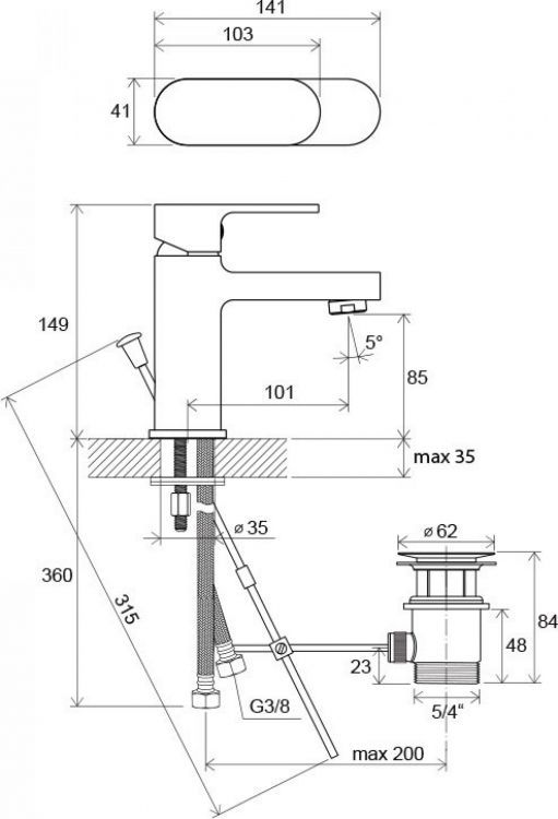 Смеситель для умывальника Ravak Chrome CR 011.00 X070053 Смеситель для умывальника Ravak Chrome CR 011.00 X070053