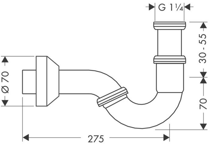 Hansgrohe Сифон трубчатый для биде, под донный клапан, цвет: хорм