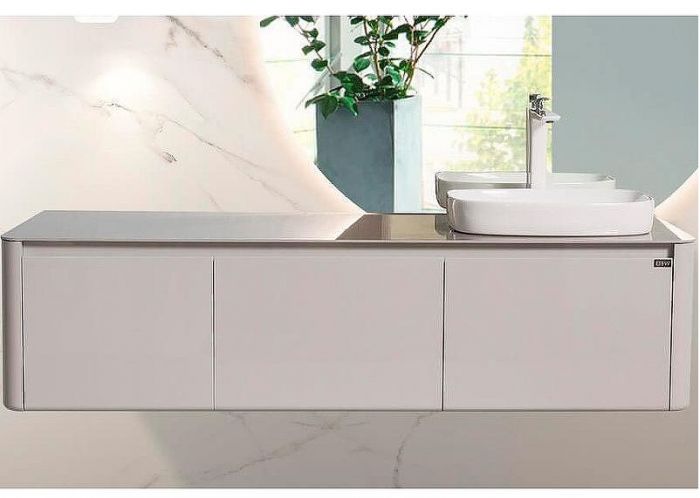 Тумба с раковиной Black&White Universe U915.1600R 160 R 9151601 подвесная Glossy light grey