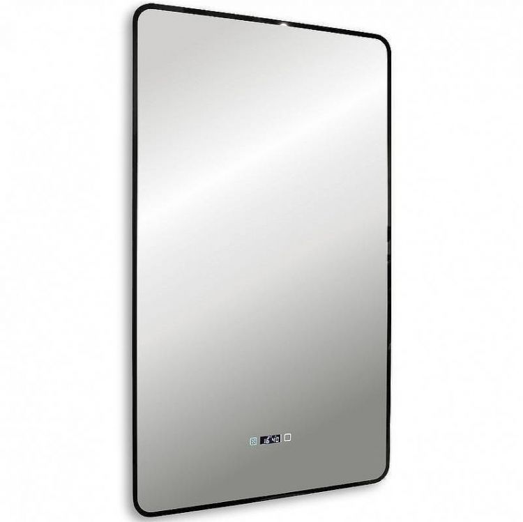 Зеркало Abber See 60 AG6114SWHB с подсветкой Черное с бесконтактным выключателем с диммером с подогревом и часами
