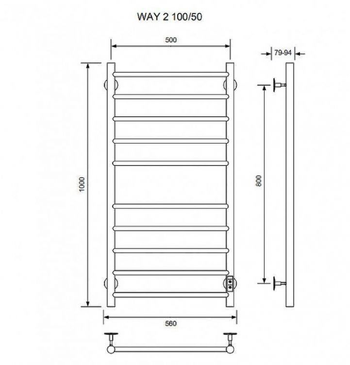Электрический полотенцесушитель Ника Way-2 100/50 U Хром