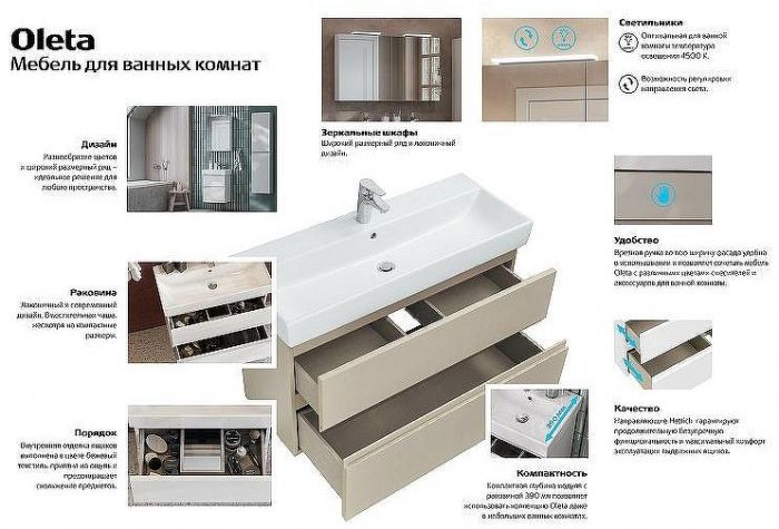 Тумба под раковину Roca Oleta 80 A857640501 подвесная Белая матовая