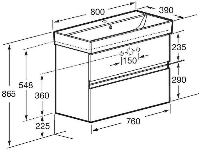 Тумба под раковину Roca Oleta 80 A857640501 подвесная Белая матовая