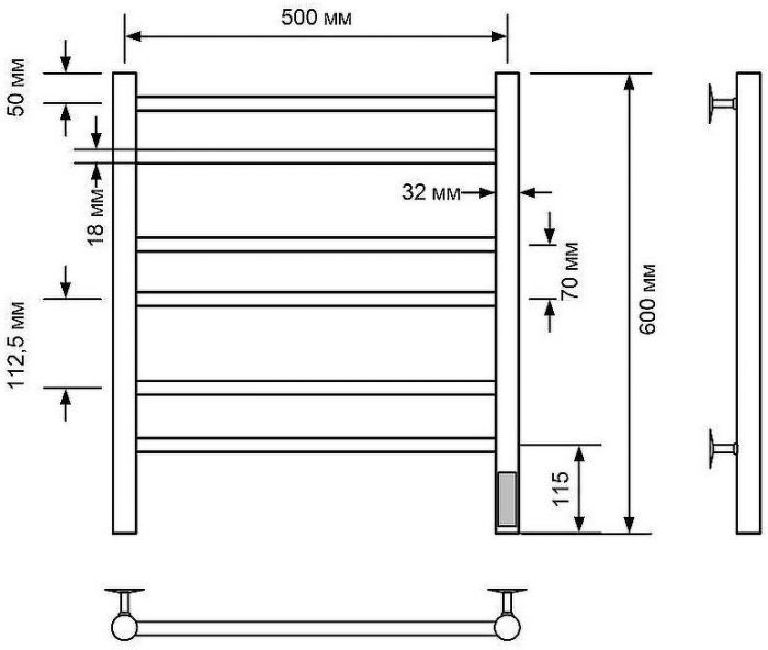 Электрический полотенцесушитель Comfysan Luce EC-6 60x50 013332 Хром