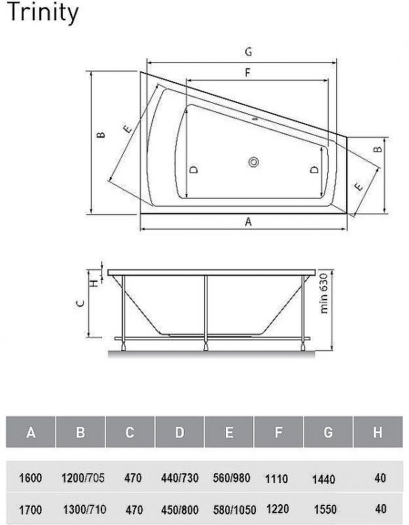 Акриловая ванна Vayer Trinity 160x120 R Гл000008157 без гидромассажа Акриловая ванна Vayer Trinity 160x120 R Гл000008157 без гидромассажа