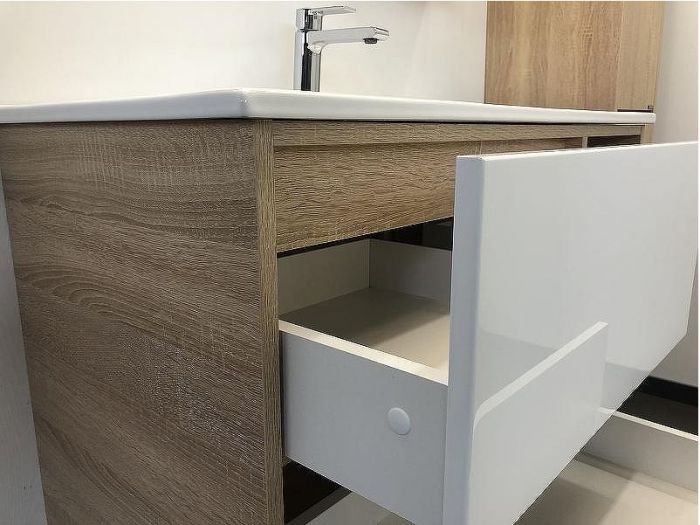 Тумба с раковиной Comforty Гамбург 90 00004142225 подвесная Дуб сонома