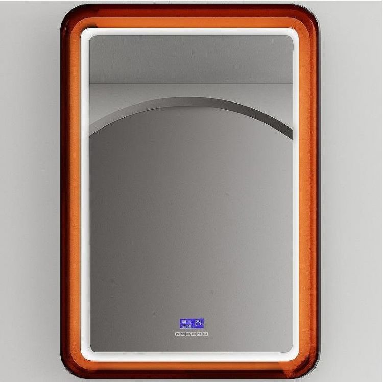 Зеркало Abber Kristall 55 AT6701Opal с подсветкой Коричневое с сенсорным выключателем с часами