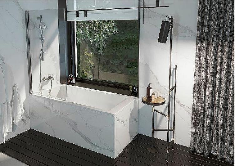 Шторка на ванну Roca Capital 85 M4008512M профиль Хром стекло прозрачное