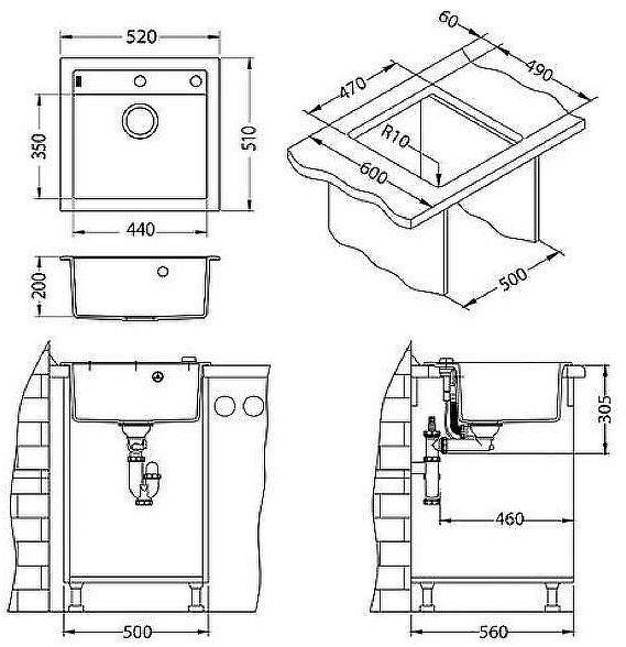 Кухонная мойка Alveus Granital+ Formic 20 Twilight G05M 520x510x200 1103766 Черная