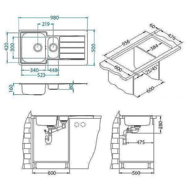 Кухонная мойка Alveus Line 10 NAT-90 980x500 1064281 Натуральная сталь Кухонная мойка Alveus Line 10 NAT-90 980x500 1064281 Натуральная сталь