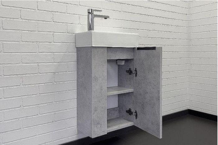 Тумба с раковиной Comforty Асти 40 00-00013669 подвесная Бетон светлый