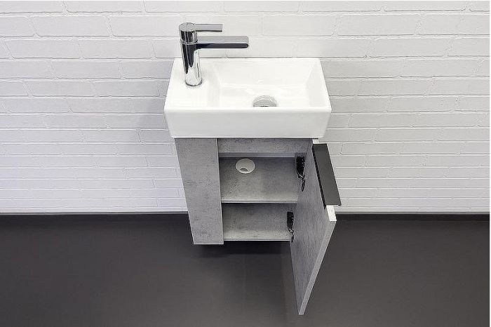 Тумба с раковиной Comforty Асти 40 00-00013669 подвесная Бетон светлый