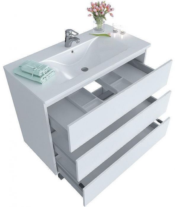 Тумба с раковиной SanVit Кубэ-3 90 kkube3090w Белая глянцевая